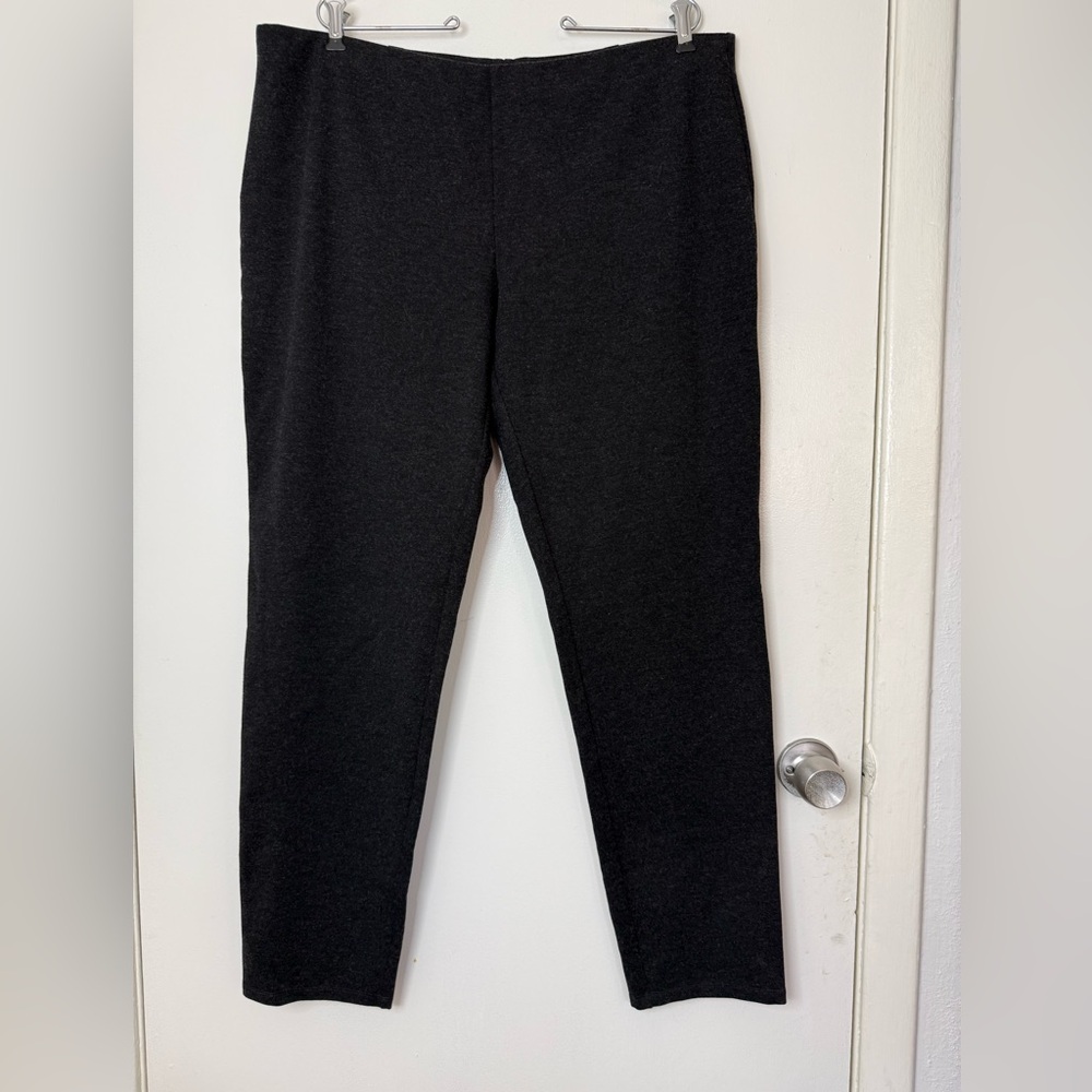 Eileen Fisher, dark gray elastic waist pull on tapered pants.XL